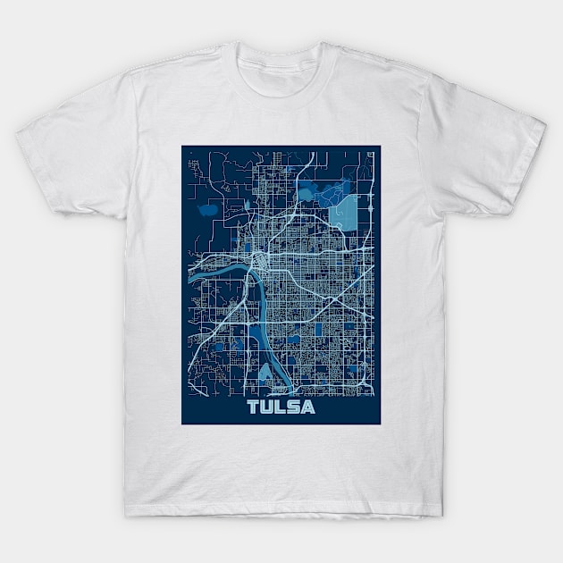 Tulsa - United States Peace City Map T-Shirt by tienstencil